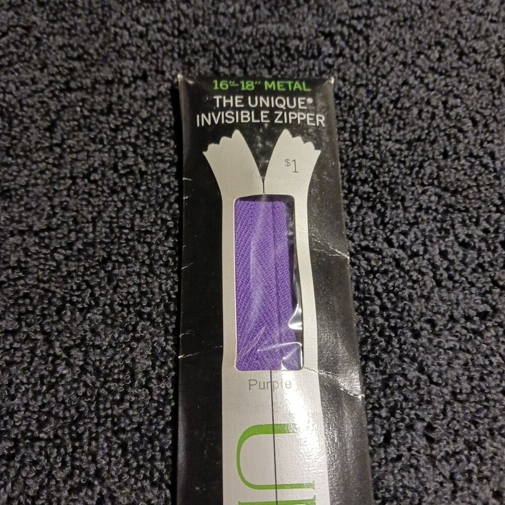 2 Vintage 1970 UNIQUE Brand Invisible Zippers 12-14 " Brown and 16-18" Purple